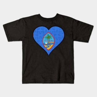 Guamanian Jigsaw Puzzle Heart Design - Gift for Guamanian With Guam Roots Kids T-Shirt